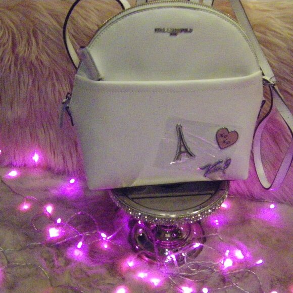 Karl Lagerfeld Paris Maybelle Small Bright White Backpack Karl Charms NWT main image 10